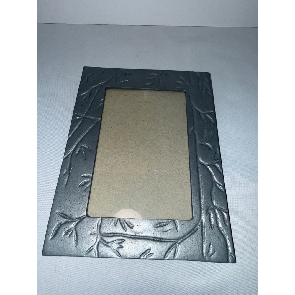 Pewter Finish Metal‎ Bamboo Branch Embossed 4x6 Photo Picture Frame Silver Tone